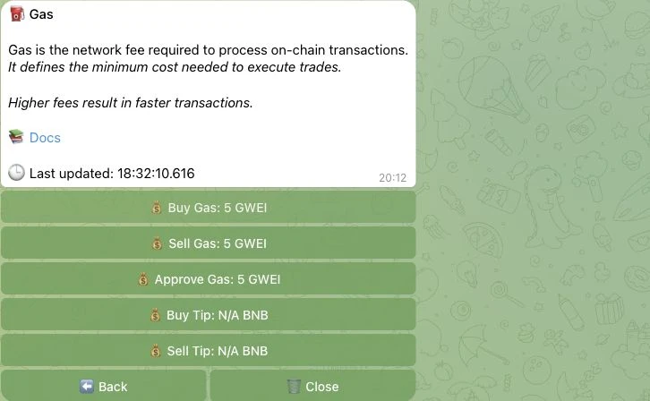 Bloom BSC buy sell and approval gas controls